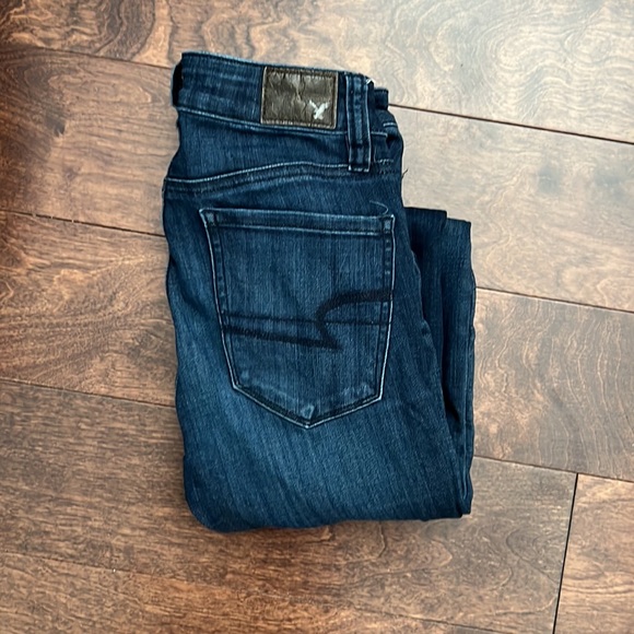 American Eagle High Rise Jeggings dark blue faded wash in size 00 - Picture 5 of 5